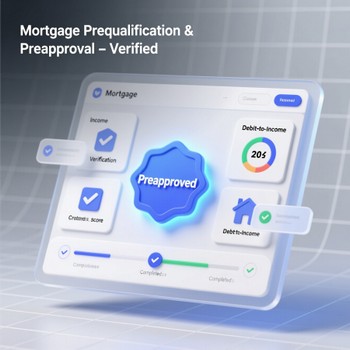 Image illustrating mortgage prequalification and preapproval processes for homebuyers.