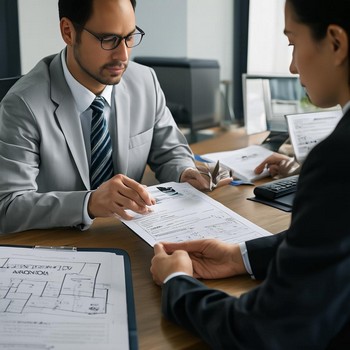 Loan officer reviewing documents with an applicant for a Fannie Mae HomeStyle Renovation Loan