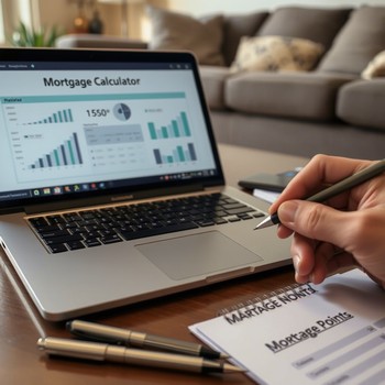 A man sitting in front of a a laptop determining the loan points