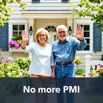 Text graphic saying "No More PMI" with a bold, modern font on a bright background.  