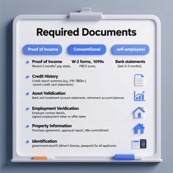 A checklist of required documents for securing a loan, including ID, income proof, and credit history.  